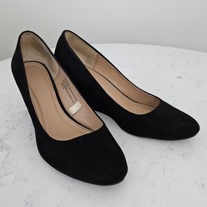 Classic Faux Suede Black Women's Wedges